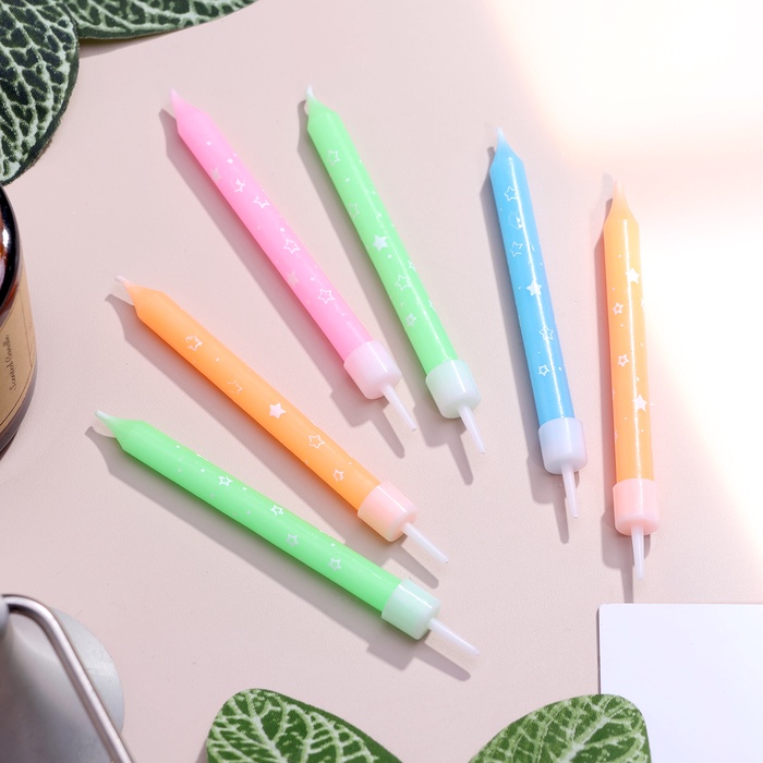 Свечи в торт «Звезды», 7×0.6 см, 6 шт.