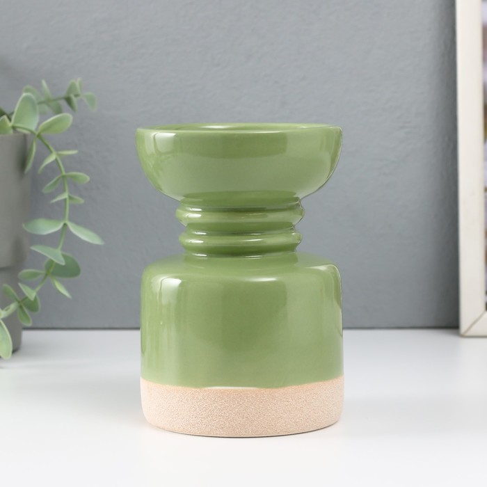 Подсвечник на 1 свечу «Атлант», песочно-зелёный, 9.3×9.3×13.5 см