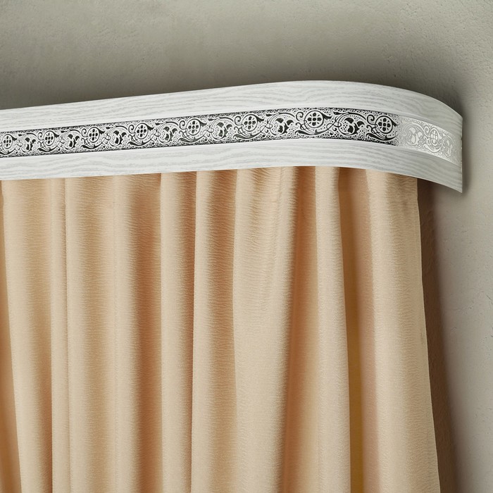 Карниз трёхрядный 280 см, с декоративной планкой 7 см, «Ультракомпакт. Грация серебро», патина белая