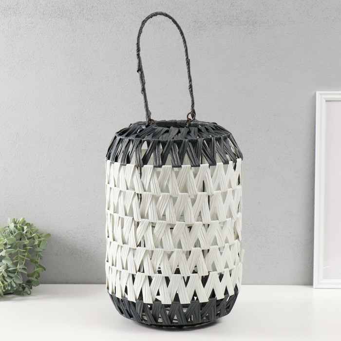 Подсвечник - фонарь на 1 свечу «Зигзаг», пластик, чёрно-белый, 14×26×40 см