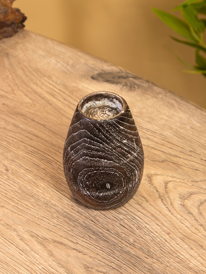 Подсвечник, d=4 см, 8×8×11 см, дерево джати, тёмно-коричневый