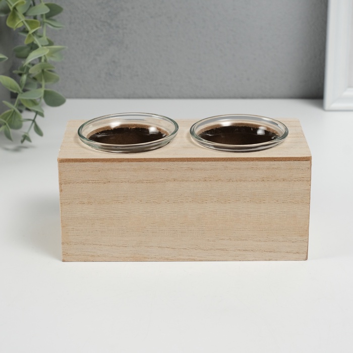 Деревянный подсвечник на 2 свечи «Домики», d=4 см, 7.7×15.5×8 см