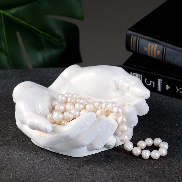 Подставка для мелочей «Ладони», гипс, перламутр, 15×16×7 см