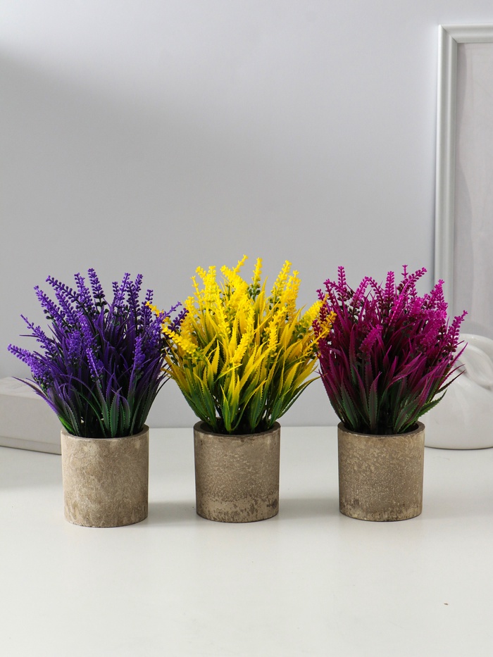 Искусственный цветок в горшке «Лаванда куст», 7.5×19 см, МИКС