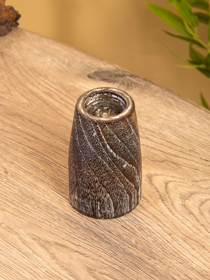 Подсвечник, d=4 см, 9×9×12 см, дерево джати, тёмно-коричневый