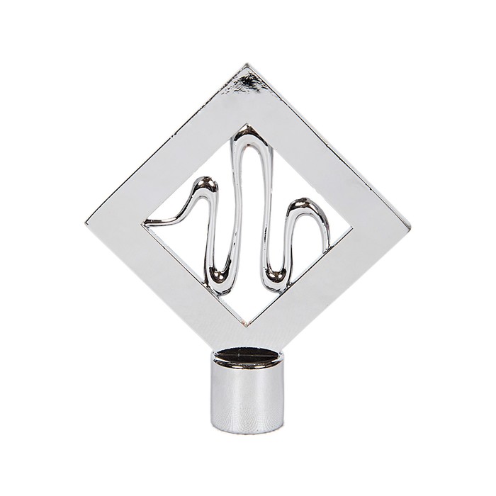 Наконечник «Ромб», 2 шт., d=16 мм, цвет серебро глянец