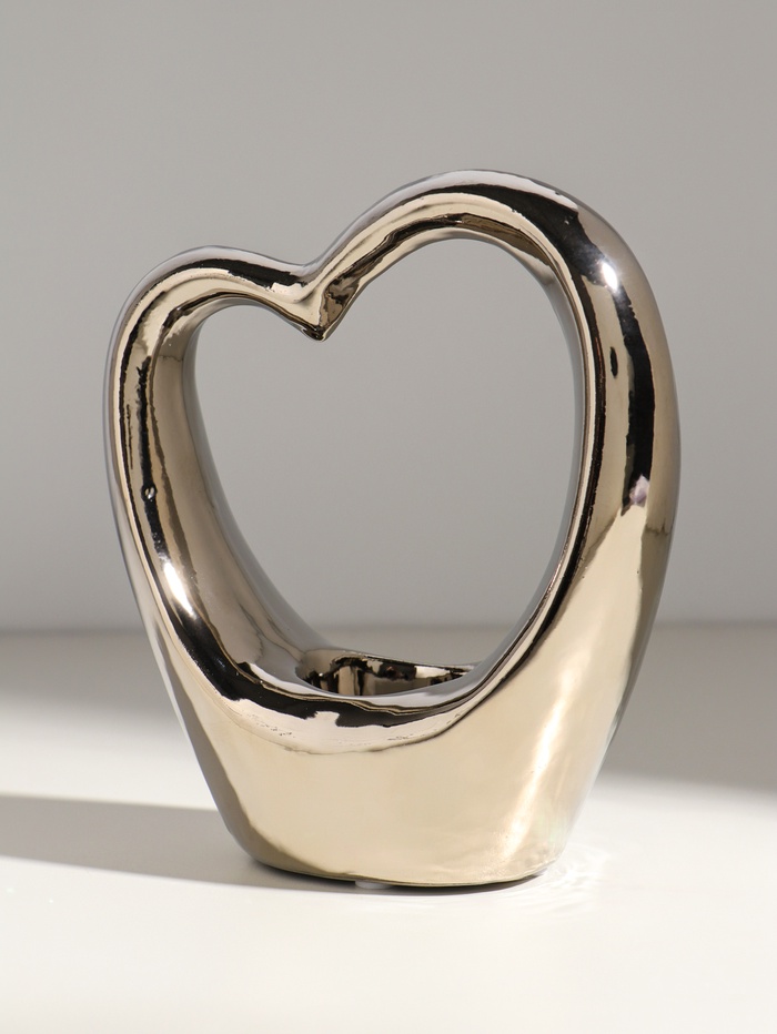 Подсвечник на 1 свечу «Сердце», d=4 см, серебро, 14.5×6×17 см