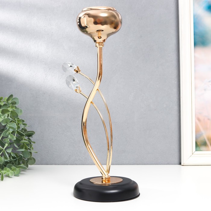 Подсвечник на 1 свечу «Паола», d=5 см, под золото, 11.5×11.5×32.5 см