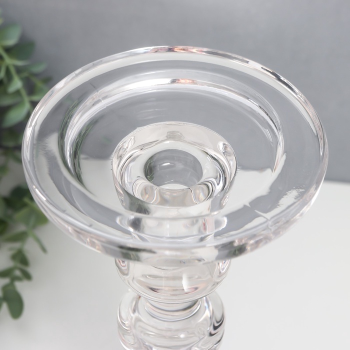 Стеклянный подсвечник на 1 свечу «Кёльн», d=2.5 см, 7.5 см, прозрачный, 11×11×23 см