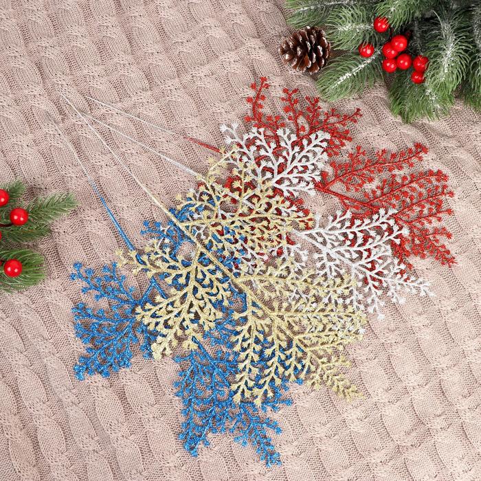 Декор блеск, ветка с кисточками, h=30 см, МИКС