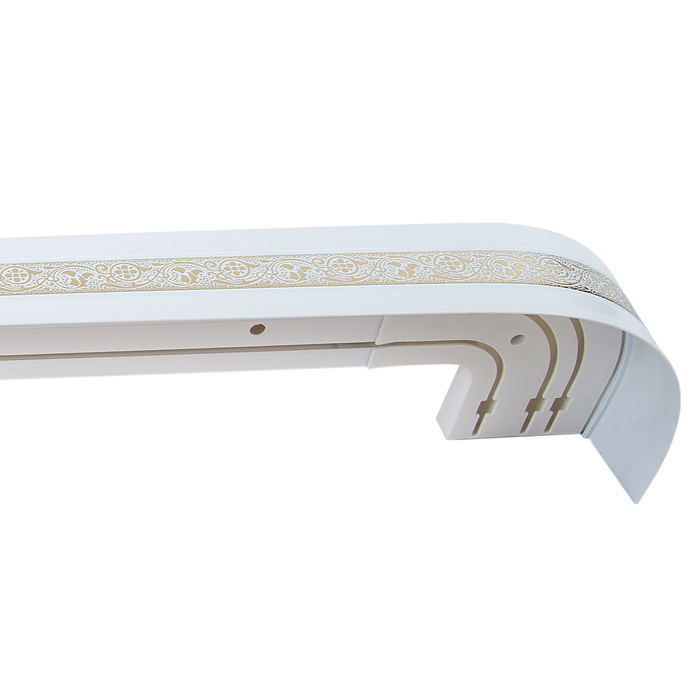 Карниз трёхрядный «Грация», ширина 380 см, золото, цвет белый