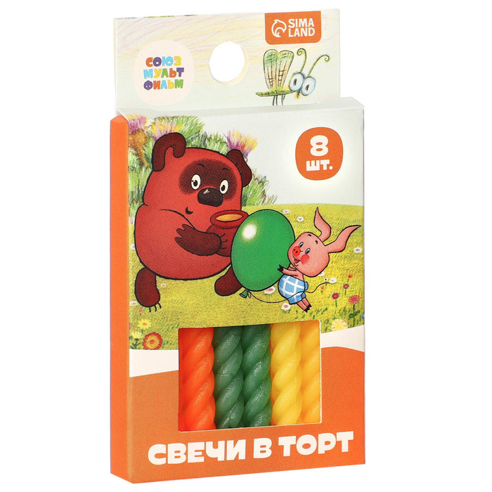 Свечи для торта «Винни-Пух», 8 штук, Союзмультфильм