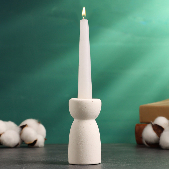 Подсвечник на 1 свечу TAKE IT EASY «Лунд», керамика, белый песок, 4×4×8 см