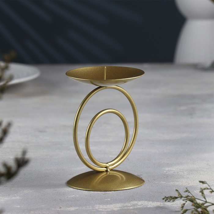 Подсвечник на 1 свечу «Закат», металл, 8.3×11 см, под золото