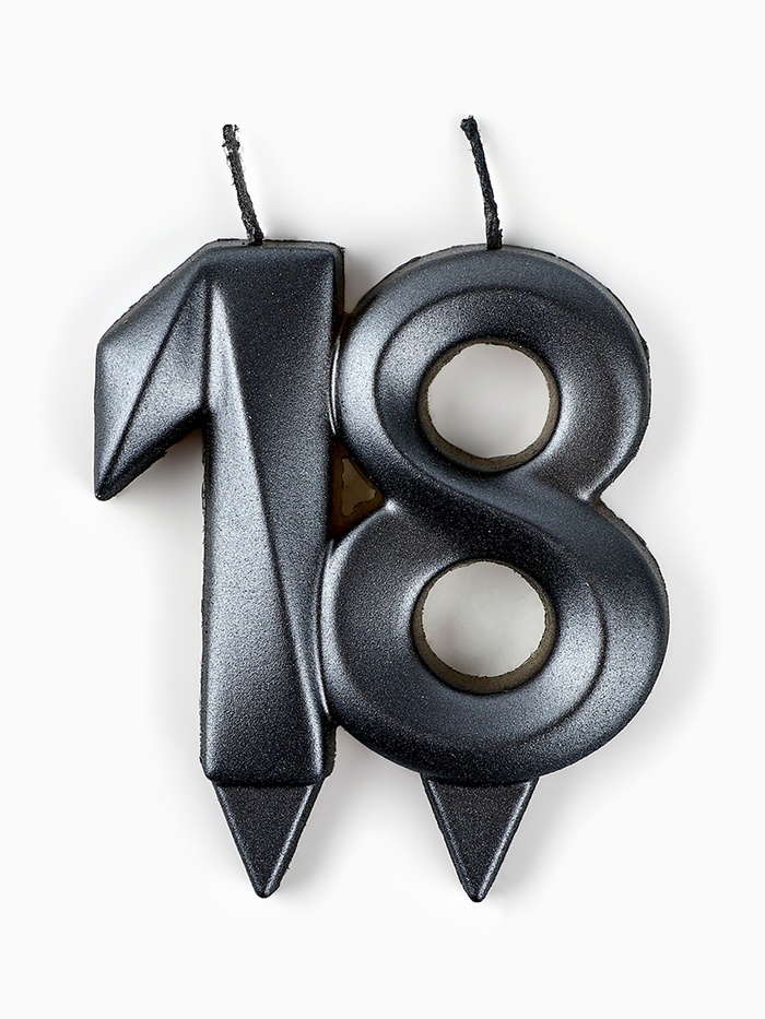 Свеча в торт юбилейная «Грань»,, цифра 18, графит, 6.5 см