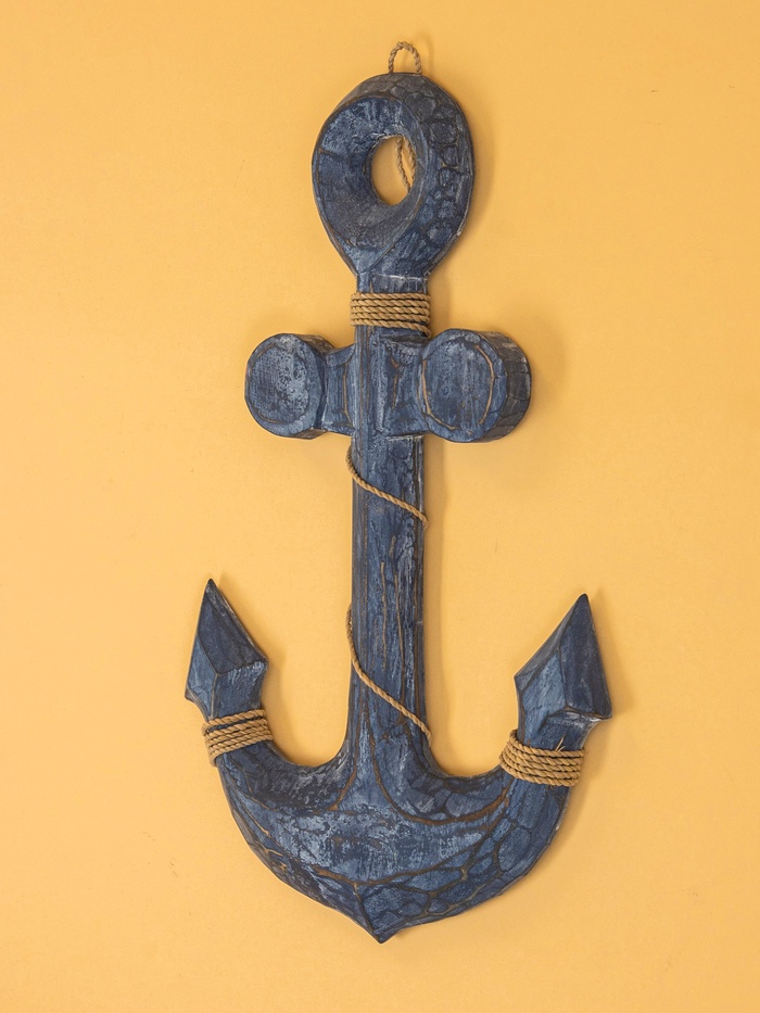 Декор интерьерный «Якорь», 23×2×40 см, дерево, синий