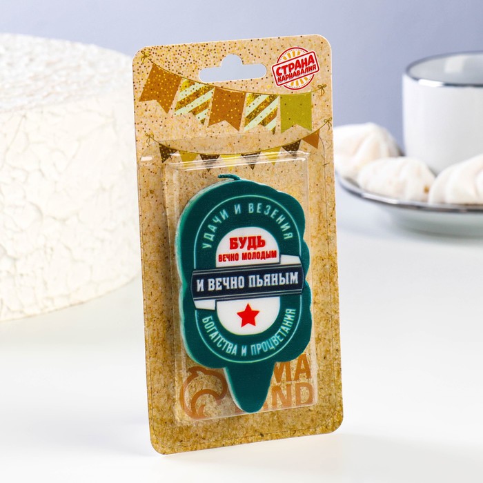 Свеча для торта «Вечно пьяный», 6.5 см, зеленая