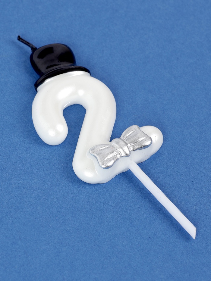 Свеча для торта «Джентельмен», цифра 2, белая