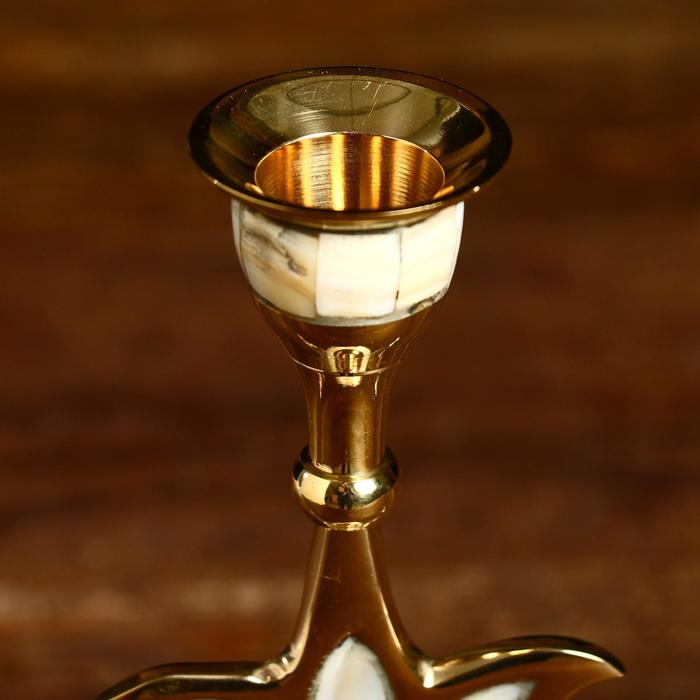 Подсвечник «Цветок востока», 8×8.5×16.5 см, латунь, перламутр