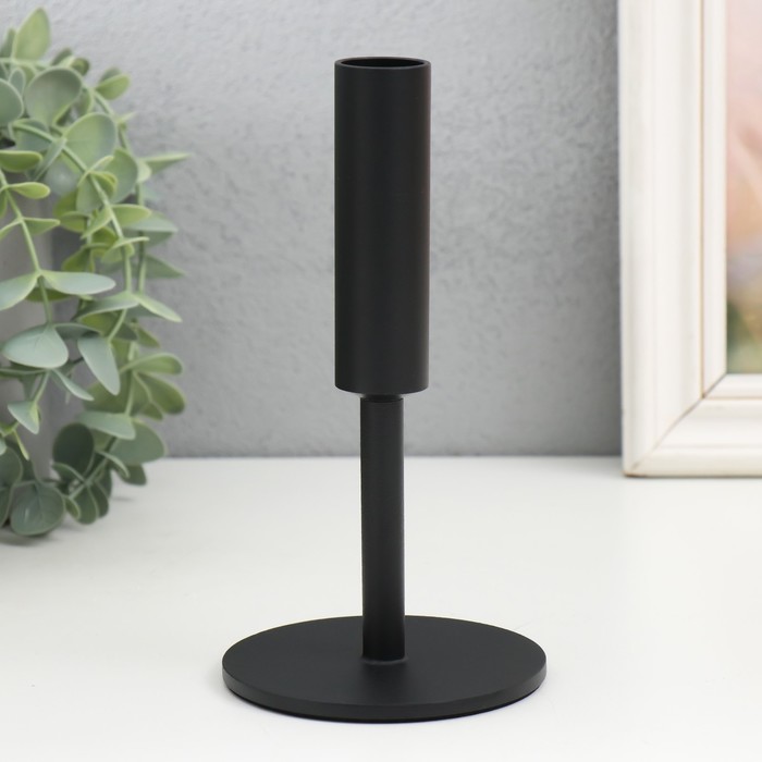 Металлический подсвечник на 1 свечу «Симпл», d=2 см, чёрный, 9×16 см