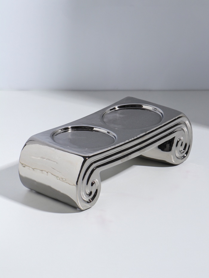 Подсвечник на 2 свечи «Греция», d=7.5 см, серебро, 22.5×10×7 см