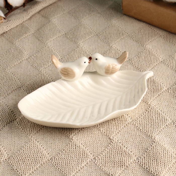 Подставка для мелочей «Пташки», керамика, 18×12×6 см, белая