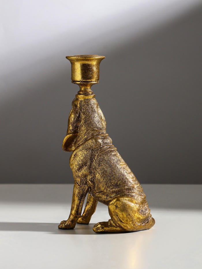 Подсвечник на 1 свечу «Бладхаунд», полистоун, золото, 11×8×19.5 см