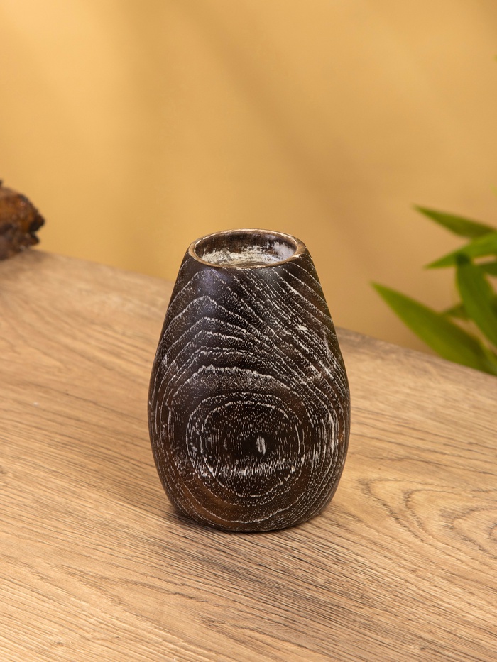 Подсвечник, d=4 см, 8×8×11 см, дерево джати, тёмно-коричневый