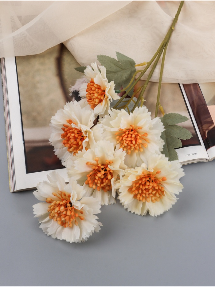 Цветы искусственные «Гвоздика каспар галант», 58×7 см, белые