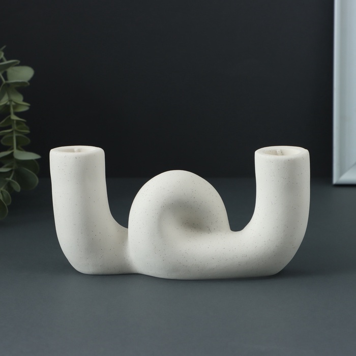 Подсвечник на 2 свечи TAKE IT EASY «Узел», белый, 17×3.5×8.5 см