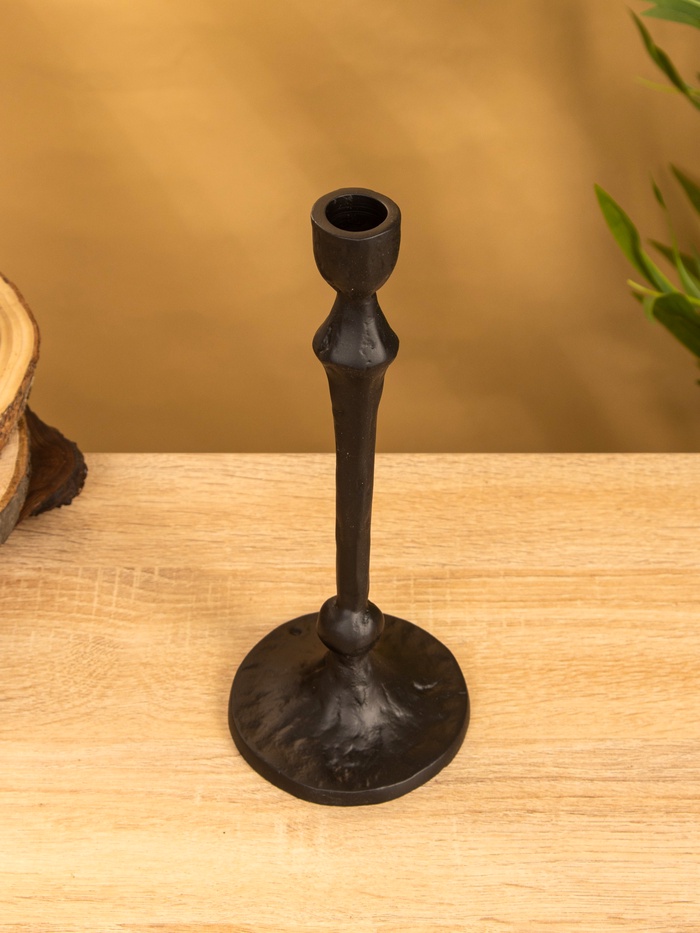 Подсвечник «Лава», 10×10×25 см, алюминий, чёрный