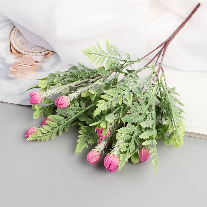 Букет искусственный «Ранункулюс мини с папоротником», 2×30 см, МИКС