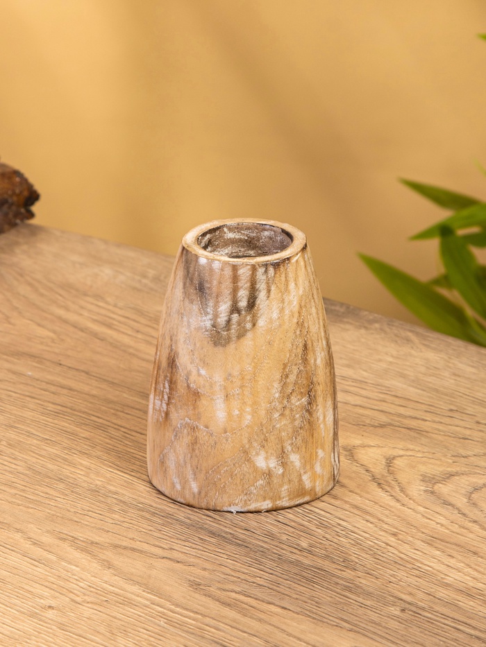 Подсвечник, d=4 см, 9×9×10 см, дерево джати, бежевый