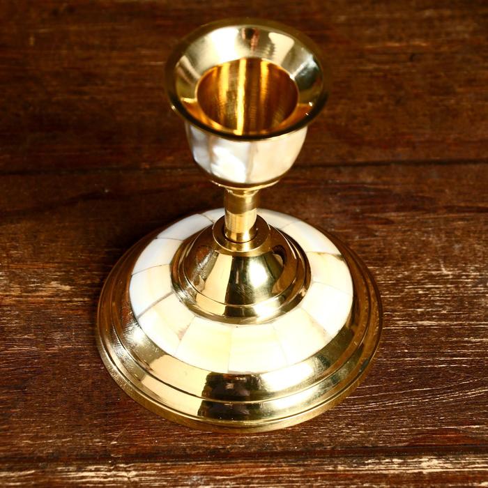 Подсвечник «Жасмин», 7.7×7.7×9 см, латунь, перламутр