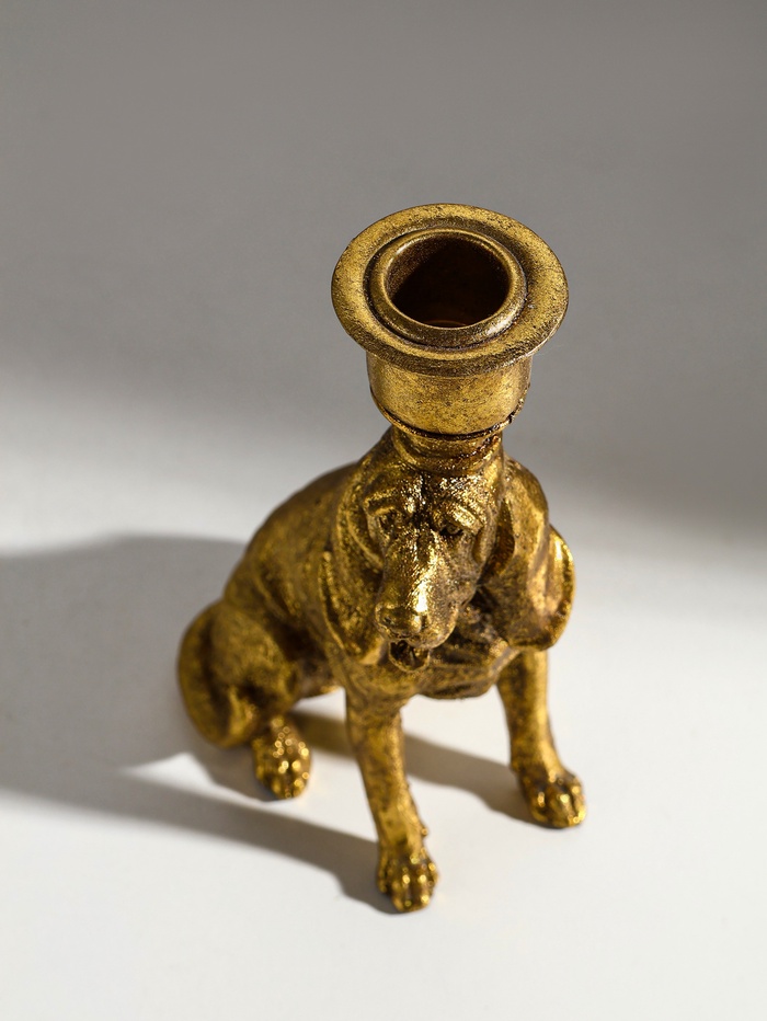 Подсвечник на 1 свечу «Бладхаунд», полистоун, золото, 11×8×19.5 см