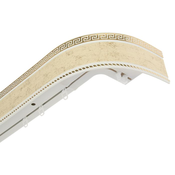 Карниз трехрядный 360 см, с декоративной планкой 7 см, «Ультракомпакт. Меандр золото», цвет шампань