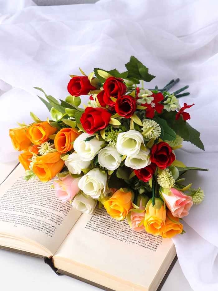 Букет искусственный «Роза леди, ассорти», h=30 см, МИКС