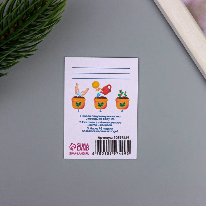 Открытка для выращивания «Арт Узор. Вырасти сам. С Новым годом» с семенами, 5×7 см