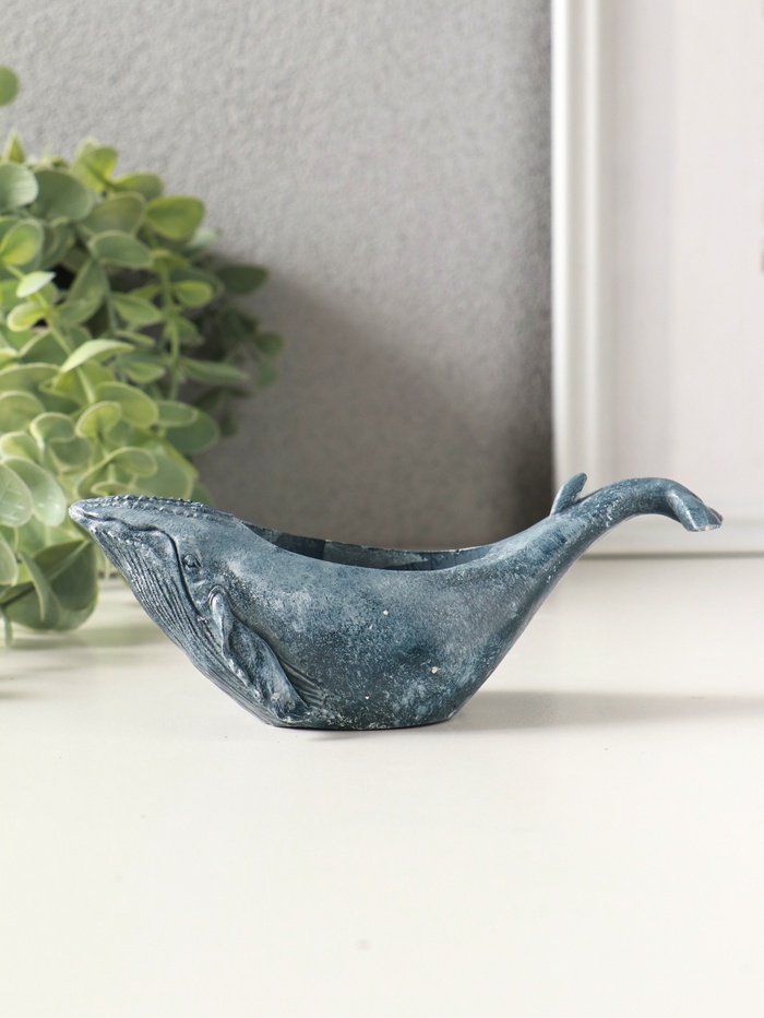 Подставка для мелочей «Кит», 6×14×5 см, гипс, серо-голубой