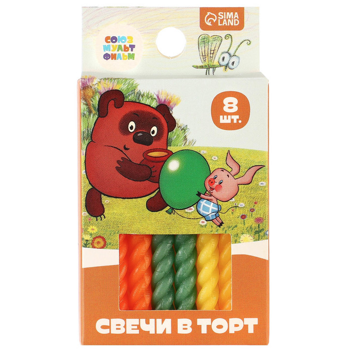 Свечи для торта «Винни-Пух», 8 штук, Союзмультфильм