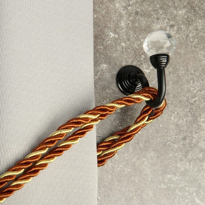 Держатель для штор CAPPIO KS007, однорожковый, черный, 2 шт.