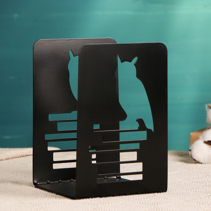 Держатель-подставка для книг «Сова на книгах», набор 2 шт., черный