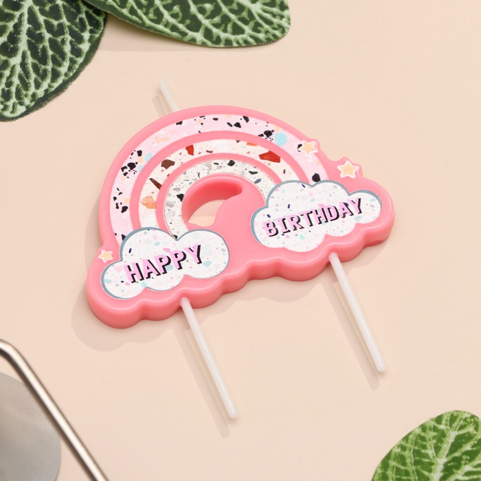 Свеча для торта «Воздушная радуга», розовая