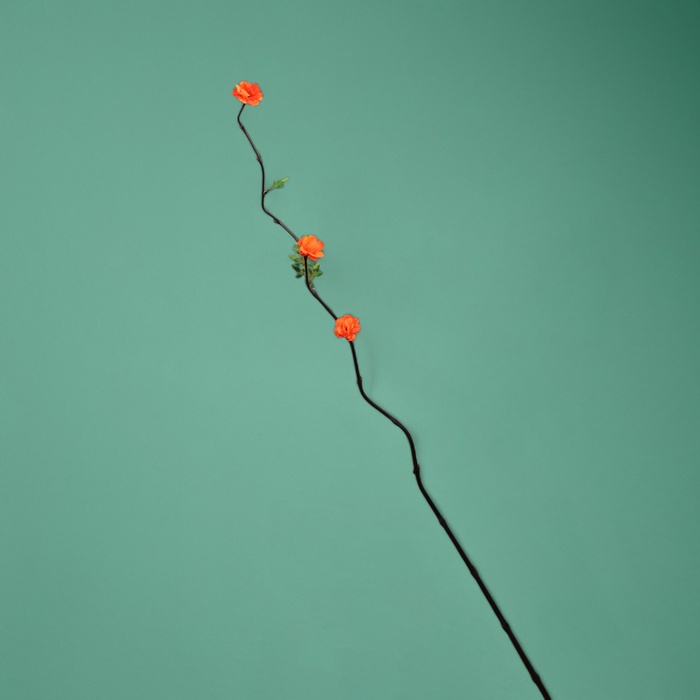 Интерьерный декор из бамбука, цветы пластик, 200 см, оранжевый