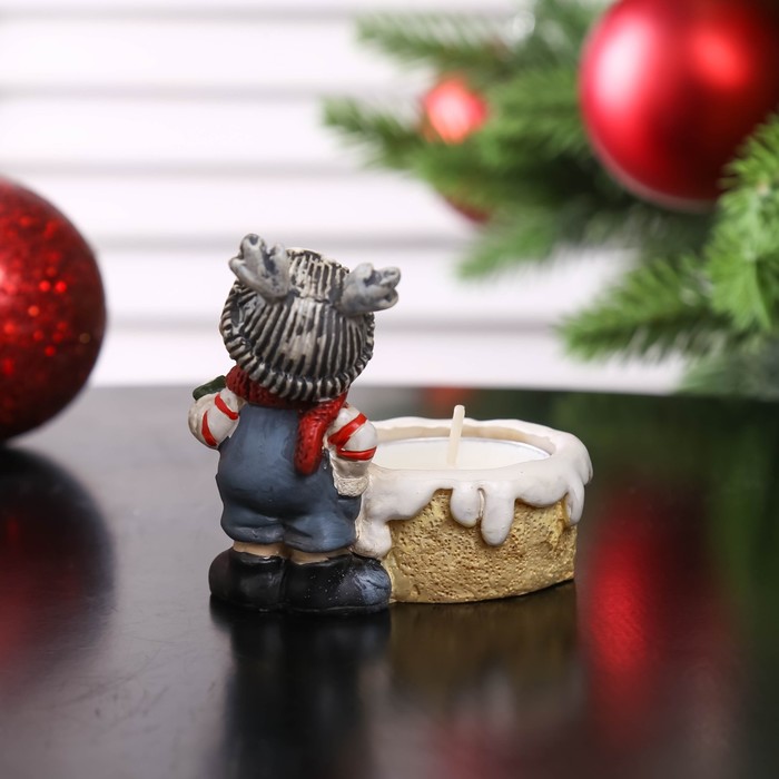 Фигурка-подсвечник со свечой «Мальчик. Девочка в шапочке-зверька», 7.2×8×5.2 см, МИКС