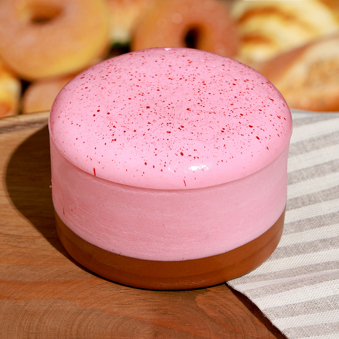 Муляж «Хлопковый чизкейк», клубничный, 10×10×6 см