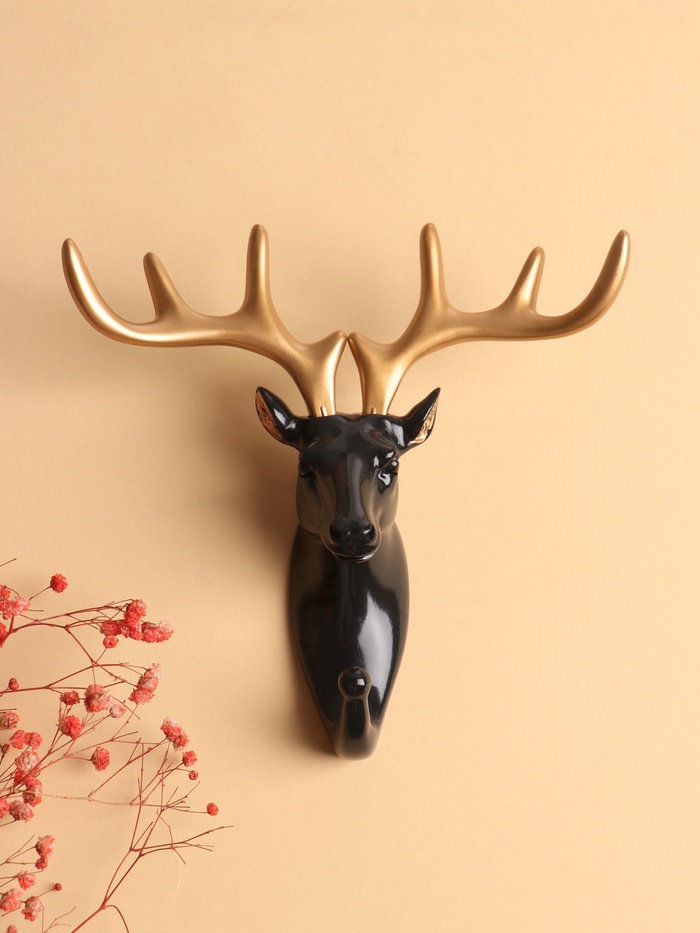 Декор настенный с вешалкой TAKE IT EASY «Олень», панно, 16.5×16 см, чёрный