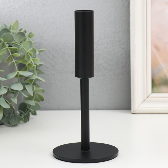 Металлический подсвечник на 1 свечу «Симпл», d=2 см, чёрный, 9×19 см