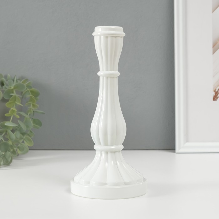 Стеклянный подсвечник на 1 свечу «Анита», белый, d=2 см, 10×10×21.5 см