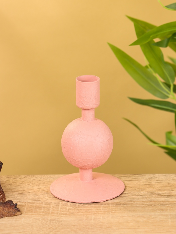 Подсвечник на 1 свечу «Пудровый», с 1 сферой, 7.5×7.5×11.5 см